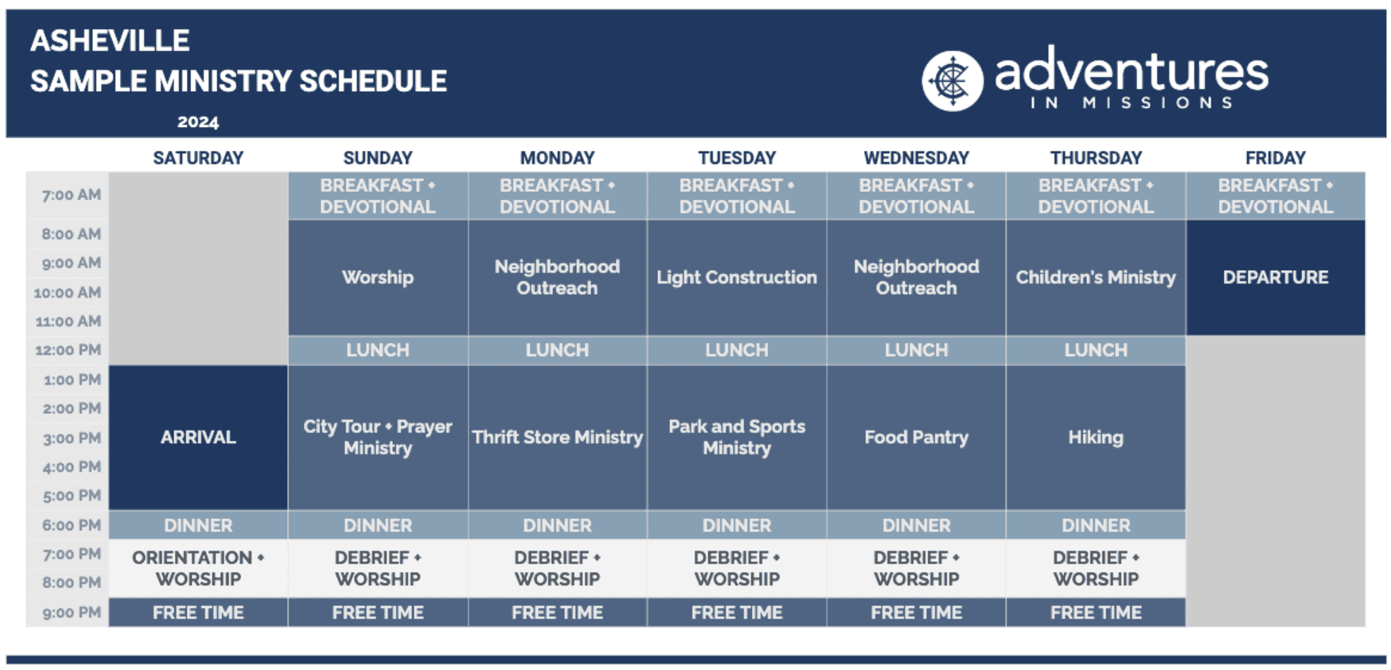 Asheville Schedule